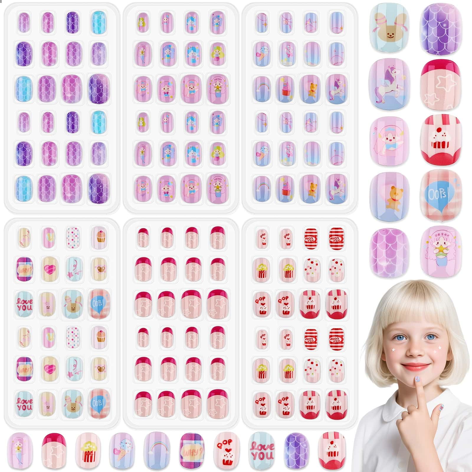 Thrilez 144-piece kids press-on nails pack for easy at-home fun