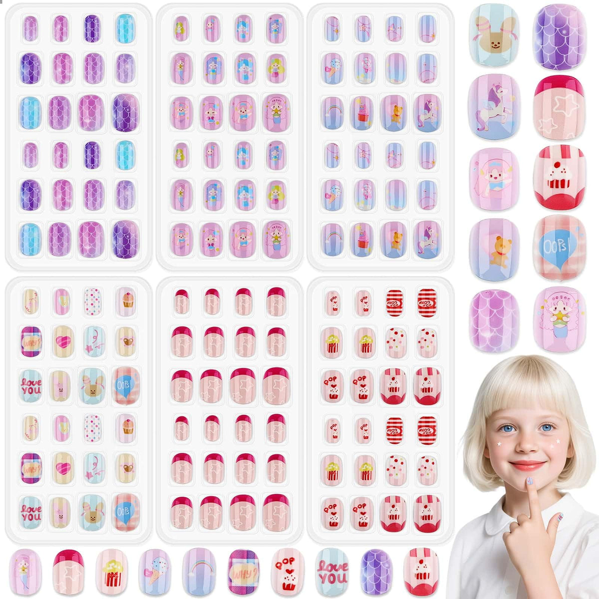 Thrilez 144-piece kids press-on nails pack for easy at-home fun