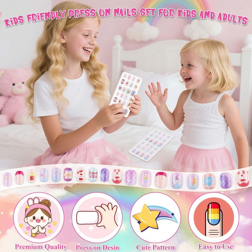 Thrilez kids nails with pink patterns for cute daily nail art