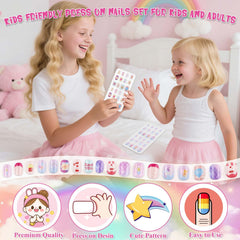 Thrilez kids nails with pink patterns for cute daily nail art