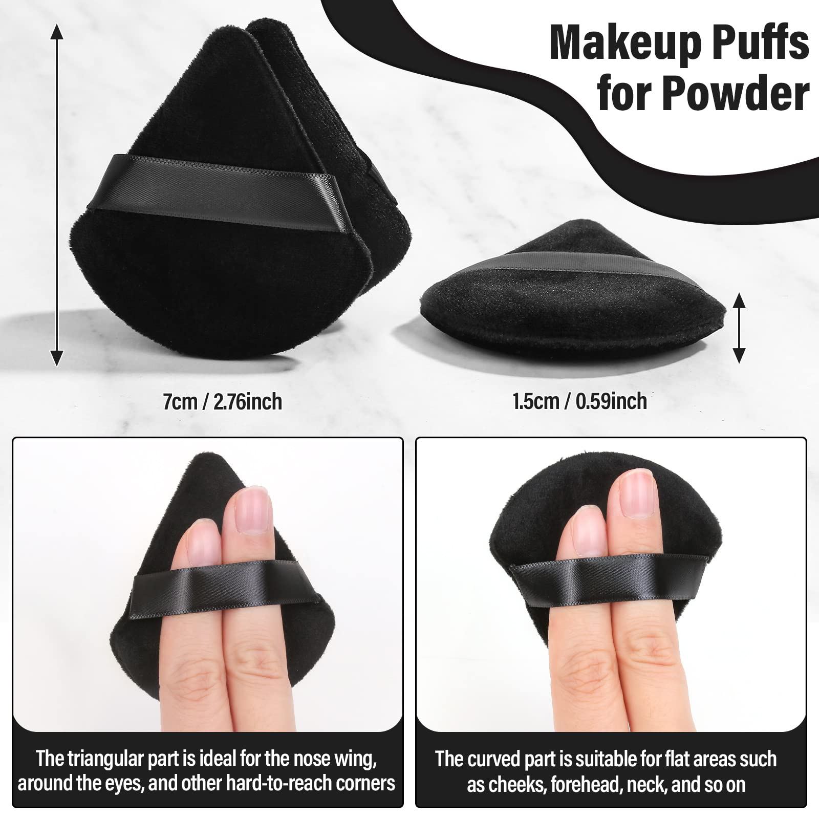 Set powder evenly with Thrilez triangle puff for a lasting look
