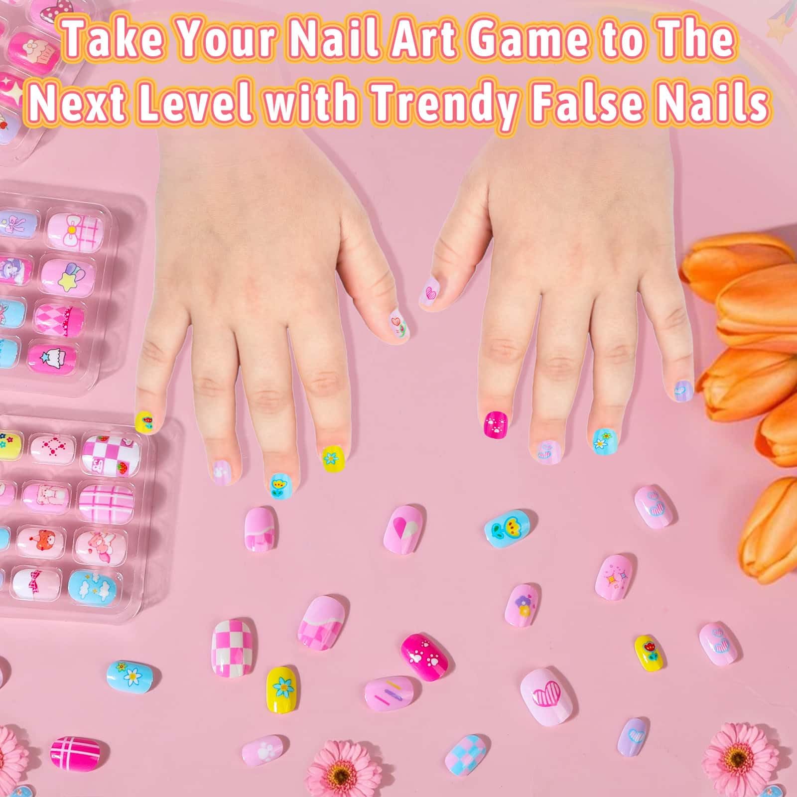 Thrilez uñas infantiles de tamaño diverso para juego rápido.