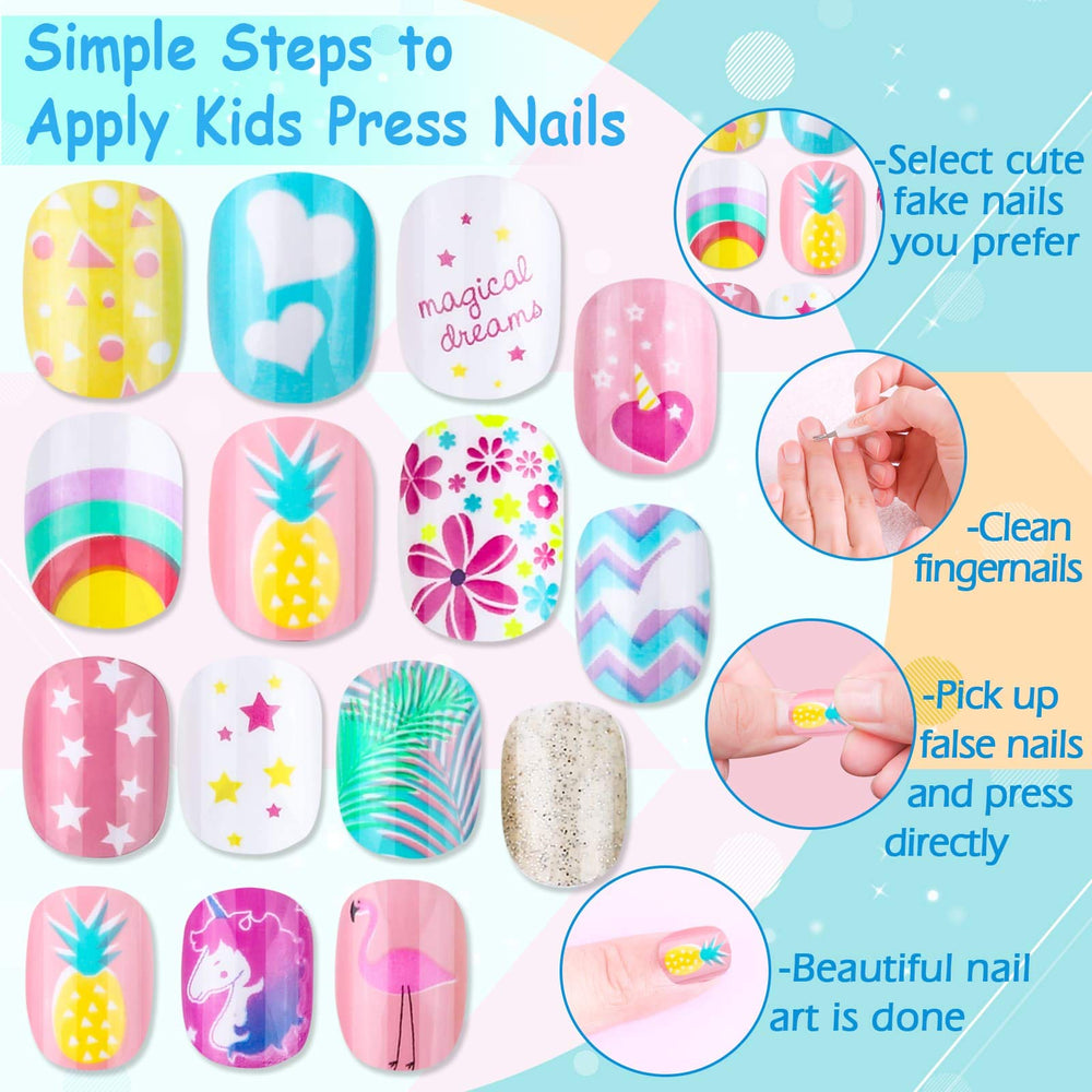 Thrilez uñas postizas para niñas con motivos brillantes: diversión creativa rápida.