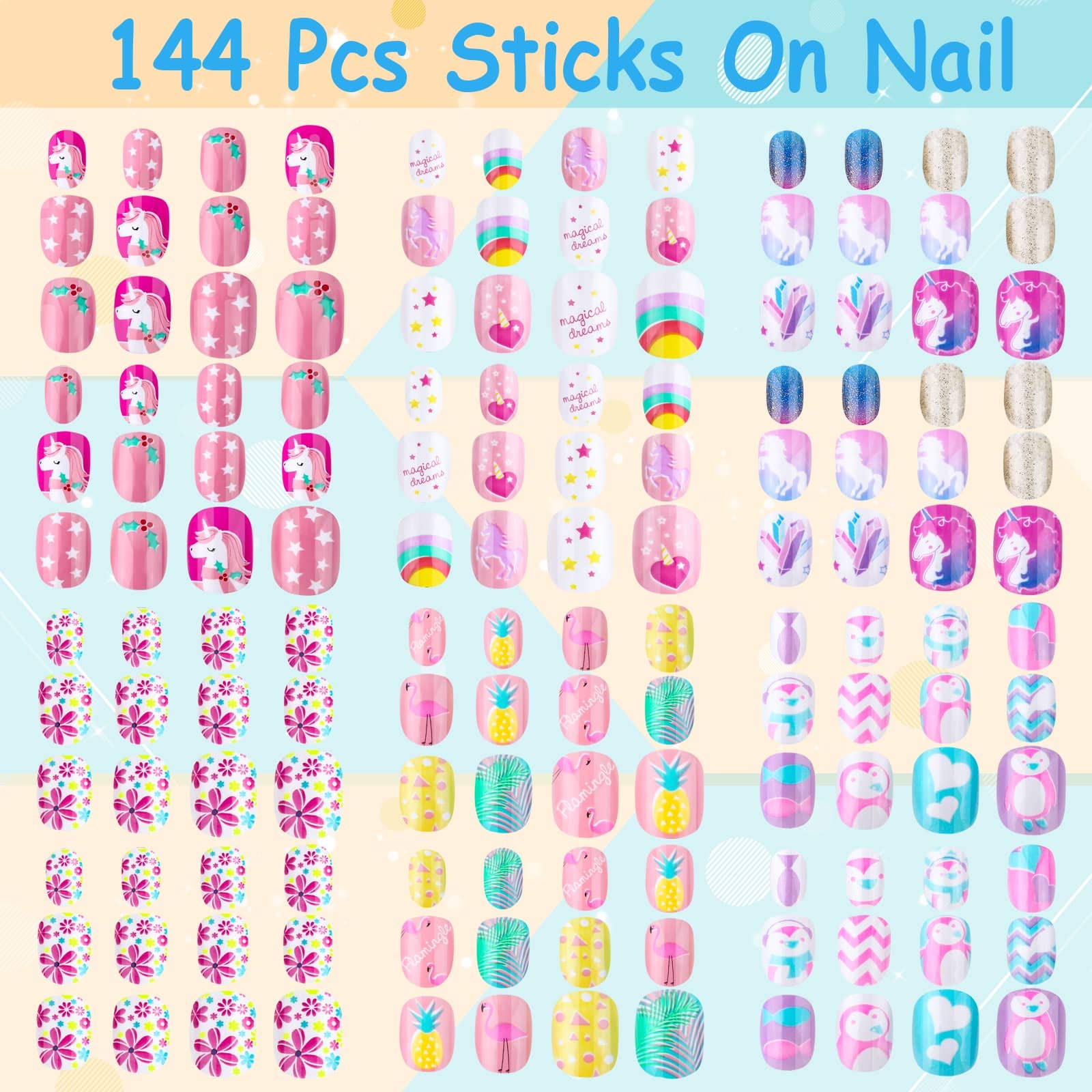 Thrilez uñas postizas para niñas con piña: colores brillantes para looks veraniegos.