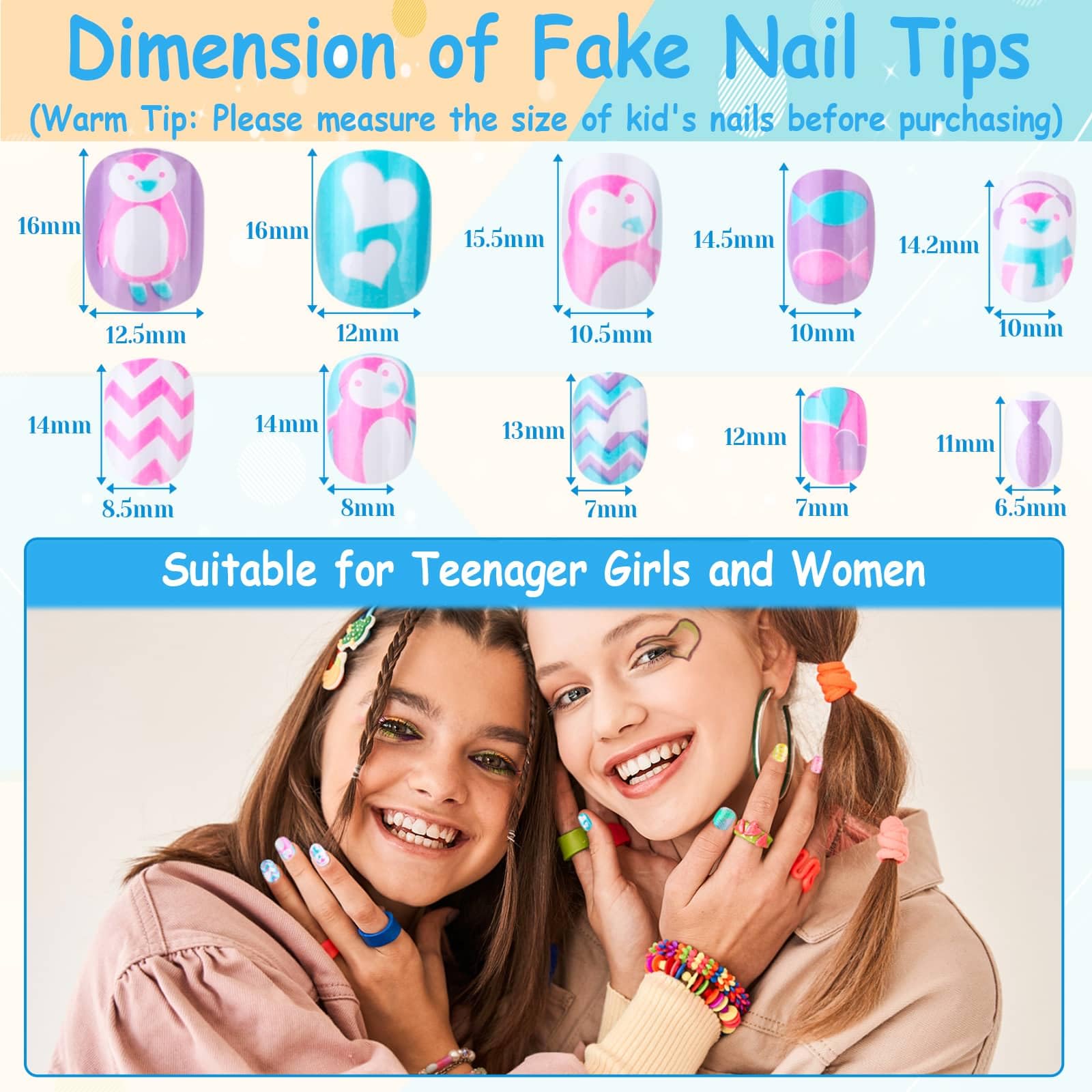 Thrilez uñas postizas para niñas con acabado rosa: estilo diario sencillo.