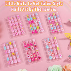 Thrilez uñas postizas para niñas rosas con diferentes tamaños para ajuste personalizado.