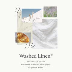 Thymes Hand Wash Washed Linen label close-up showing elegant artisan design.