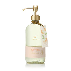 Thymes Mandarin Coriander hand wash bottle front view showing refreshing citrus aroma