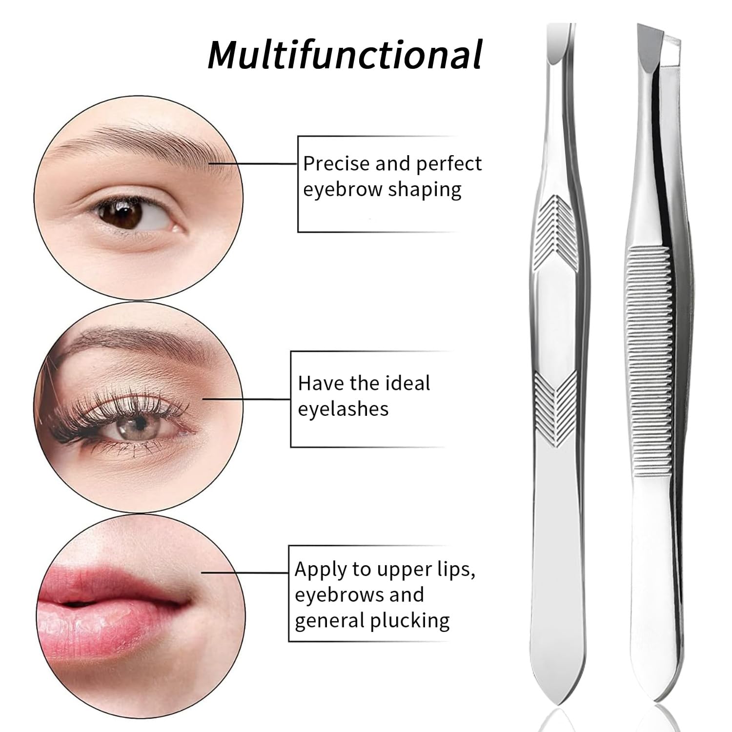 Tiankohelan flat tweezers for clean facial hair removal and precise grabbing.