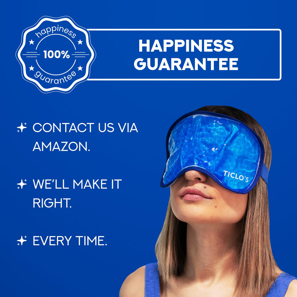 TICLO'S eye mask provides cooling relief for migraines and post-surgery recovery.