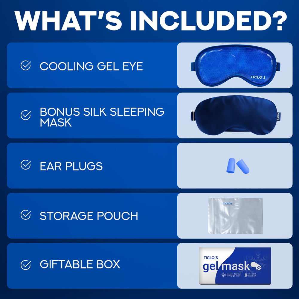Reusable TICLO'S cooling eye mask designed for daily use and value.