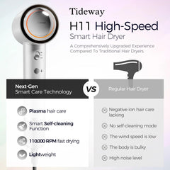 Tideway H11 magnetic diffuser attached for versatile frizz control during styling.
