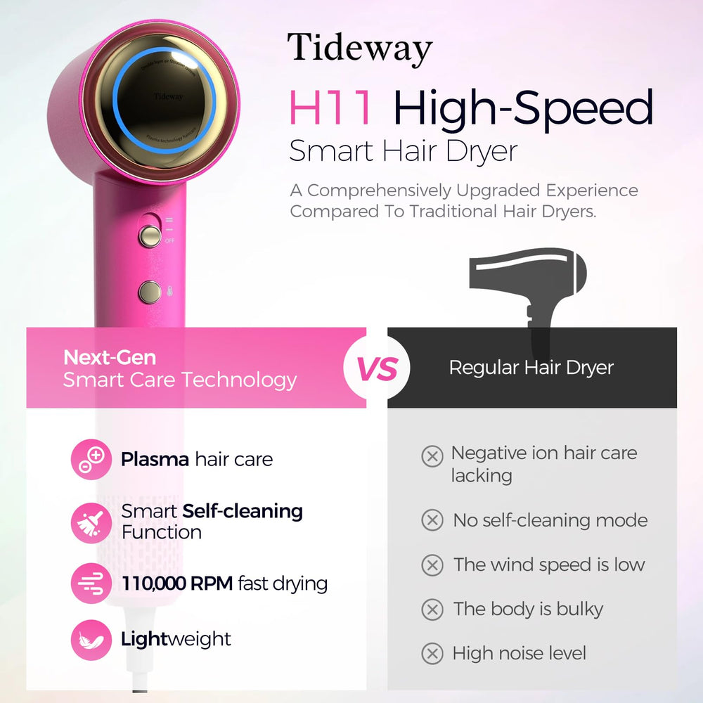 Tideway H11 eight settings offer versatile styling across hair types.