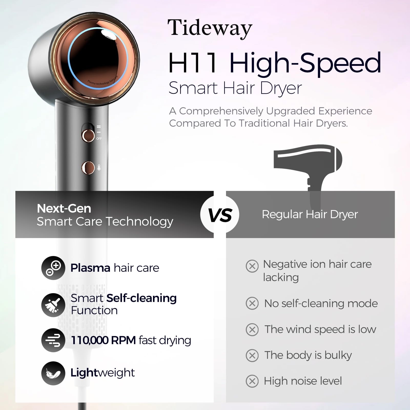 Tideway H11 magnetic diffuser attached for versatile styling options.