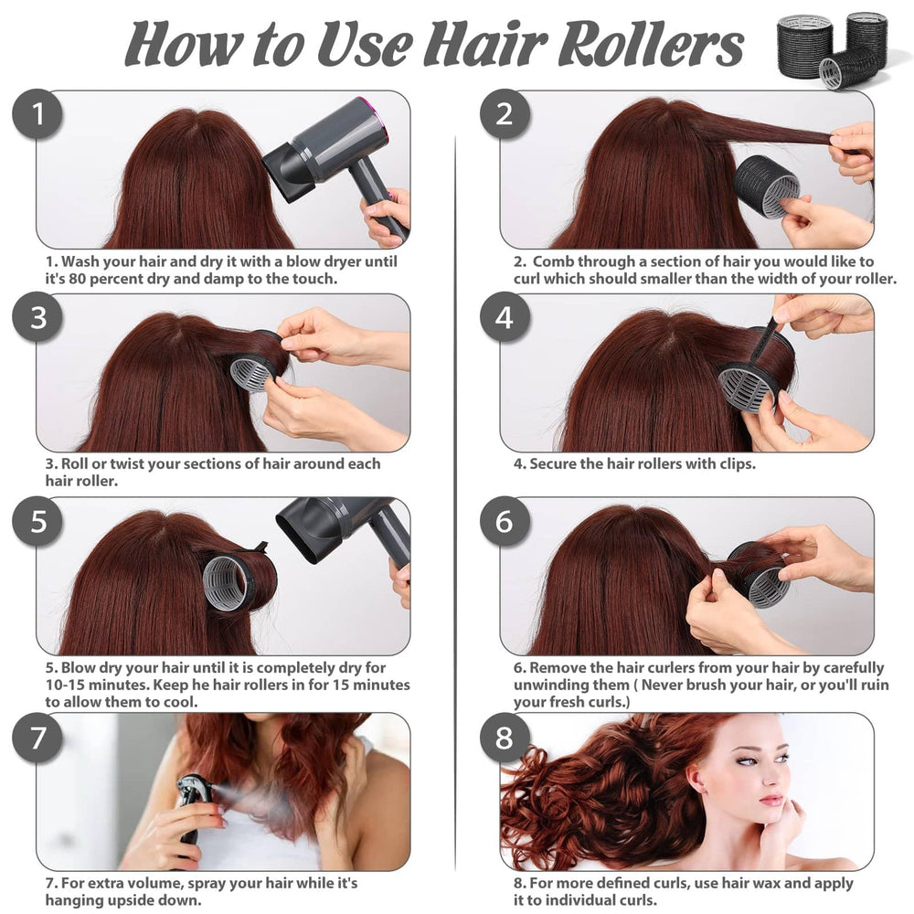 Tidponra self-grip rollers with included clips for secure pin curls.