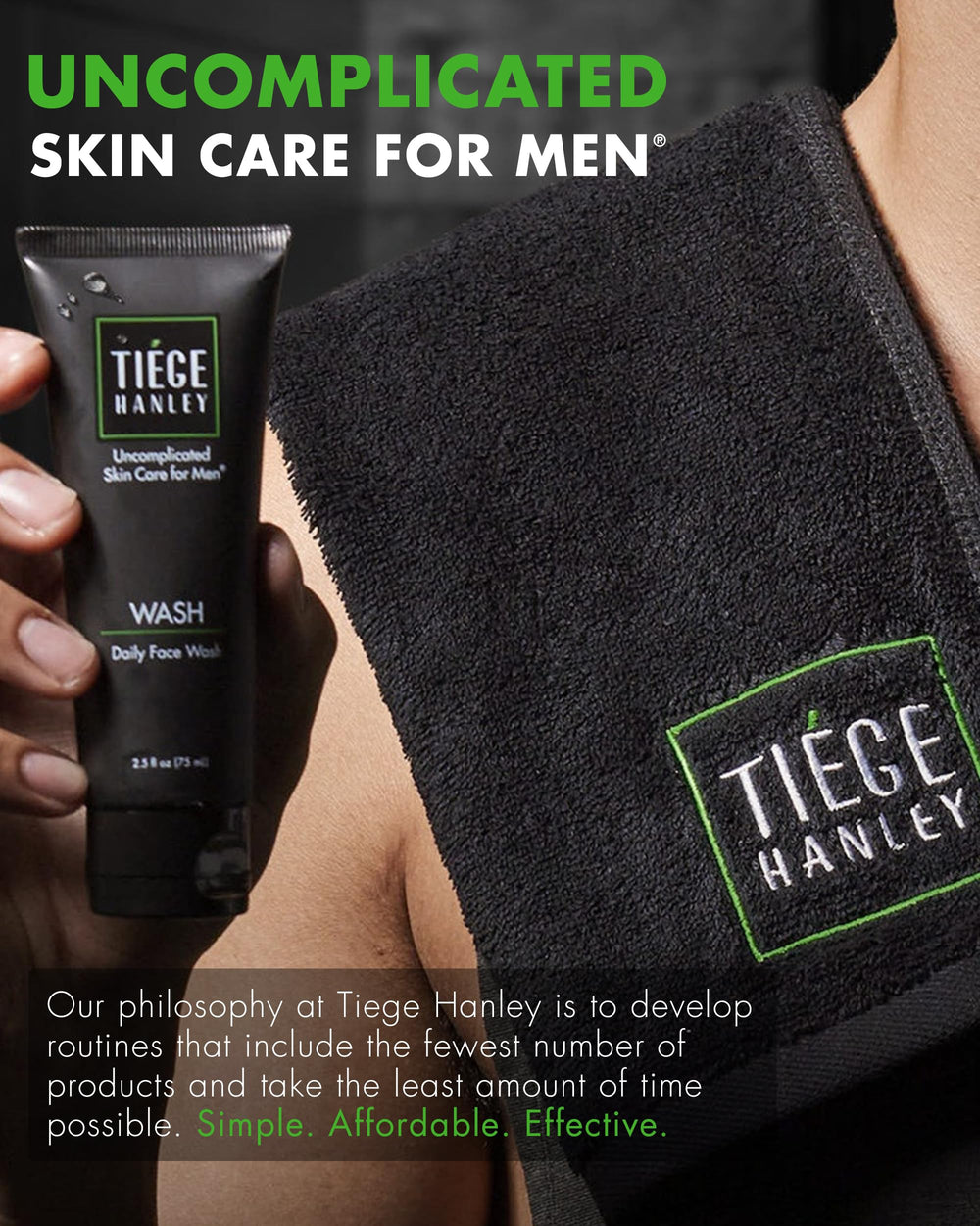 Tiege Hanley Advanced 5‑Step Routine kit shown as a simple, effective skincare ritual.