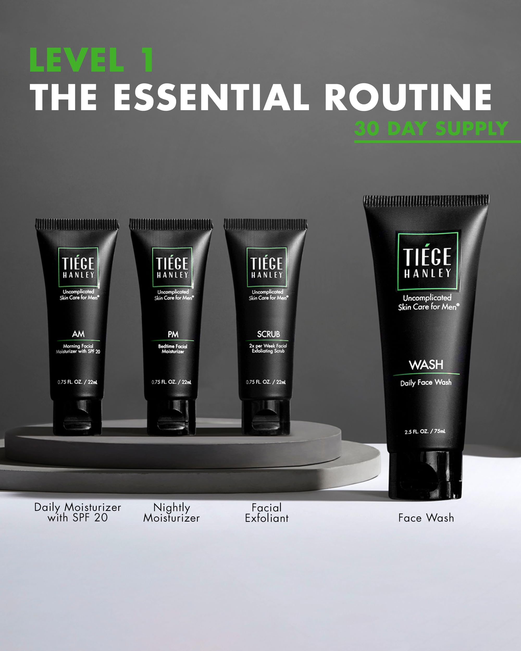Tiege Hanley AM Moisturizer with SPF 20 protects and hydrates during the day.