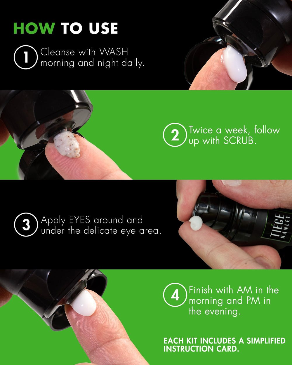 Tiege Hanley Eye Cream for the delicate under-eye area and gentle hydration.