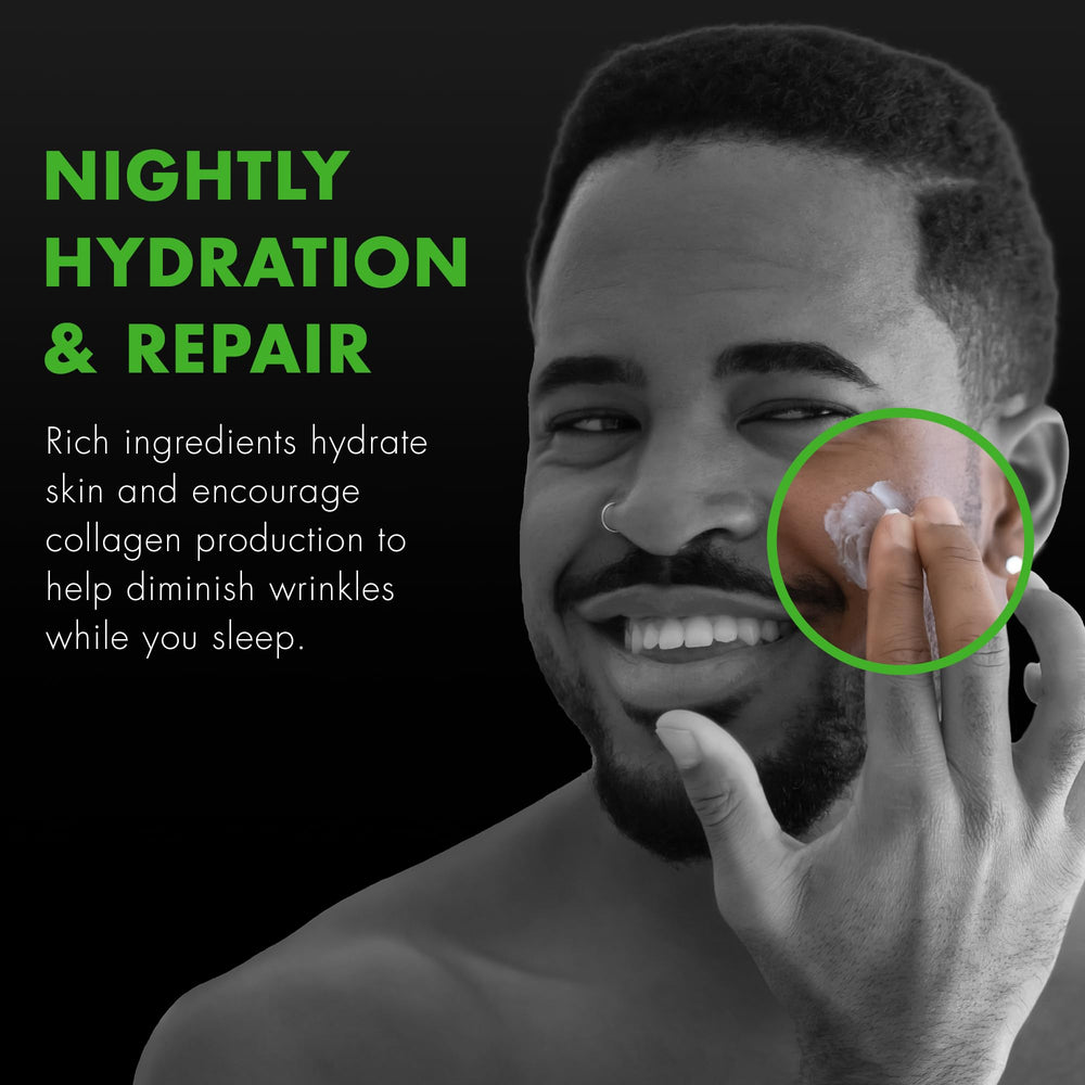 Tiege Hanley night moisturizer with collagen and hyaluronic acid for plumper morning skin.