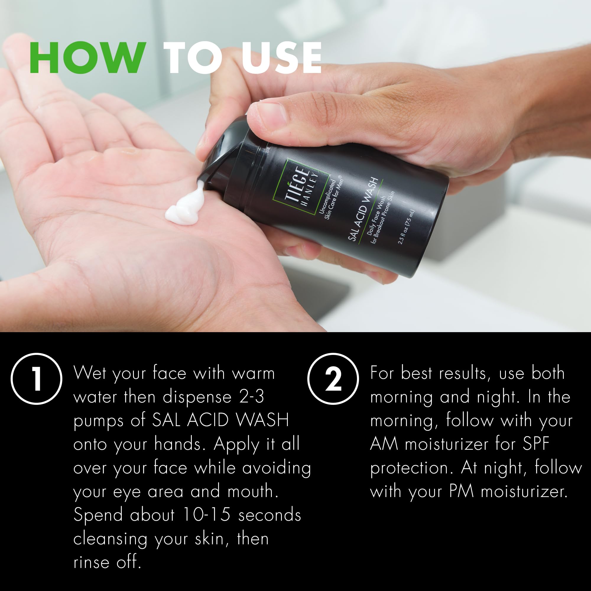 Tiege Hanley ingredientes clave panthenol y vitamina E para hidratación.
