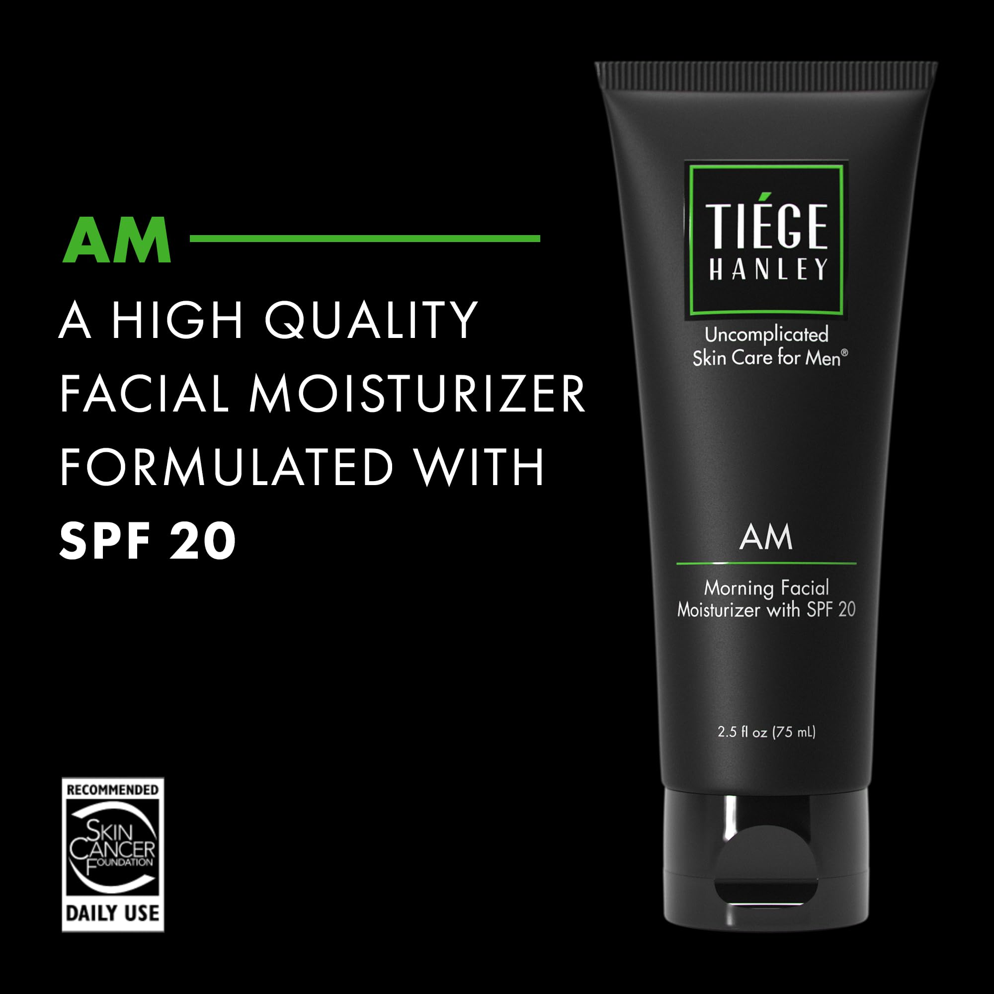 Tiege Hanley SPF20 daily cream shows sun protection and non greasy feel.