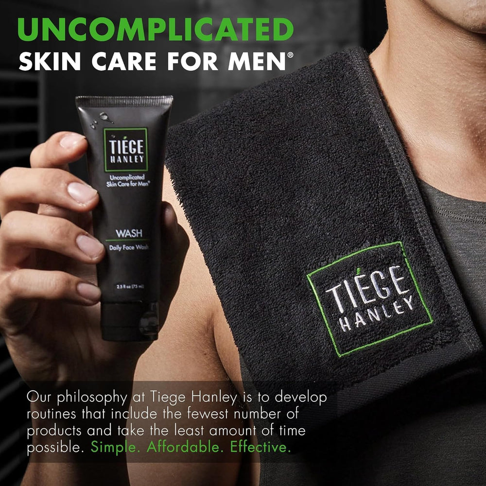 Clean face with Tiege Hanley Super Serum showing fast absorption.