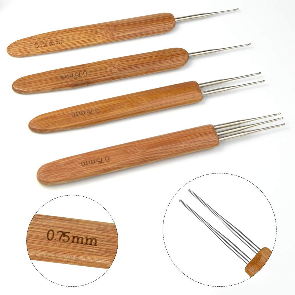 Aguja crochet doble 0-75mm Tiggell para trenzas densas con precisión