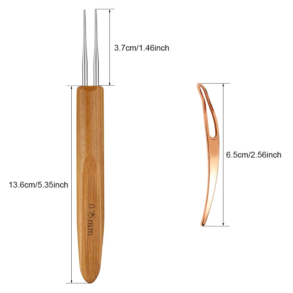Aguja crochet simple 0-75mm Tiggell para mechones finos con control