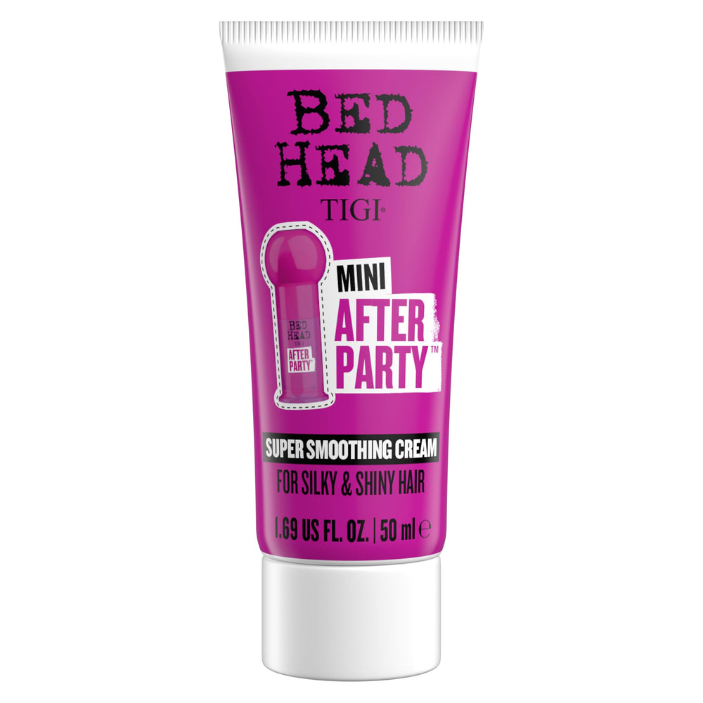 Bed Head After Party de TIGI, botella mini de viaje para controlar el frizz y lograr brillo.