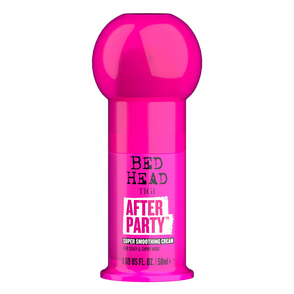 TIGI Bed Head After Party bottle showing anti-frizz protection and shine