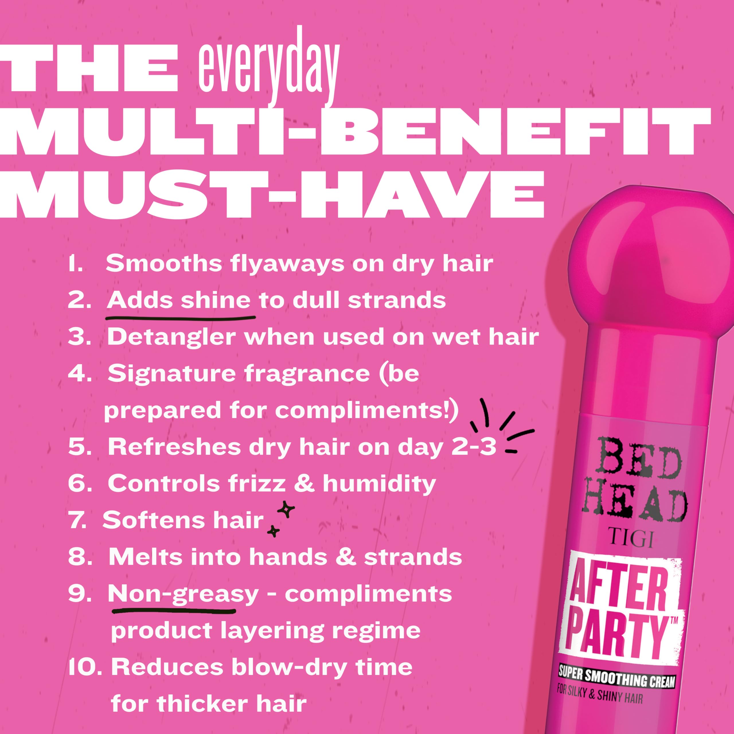 TIGI Bed Head After Party mejora el peinado con brillo de lujo.
