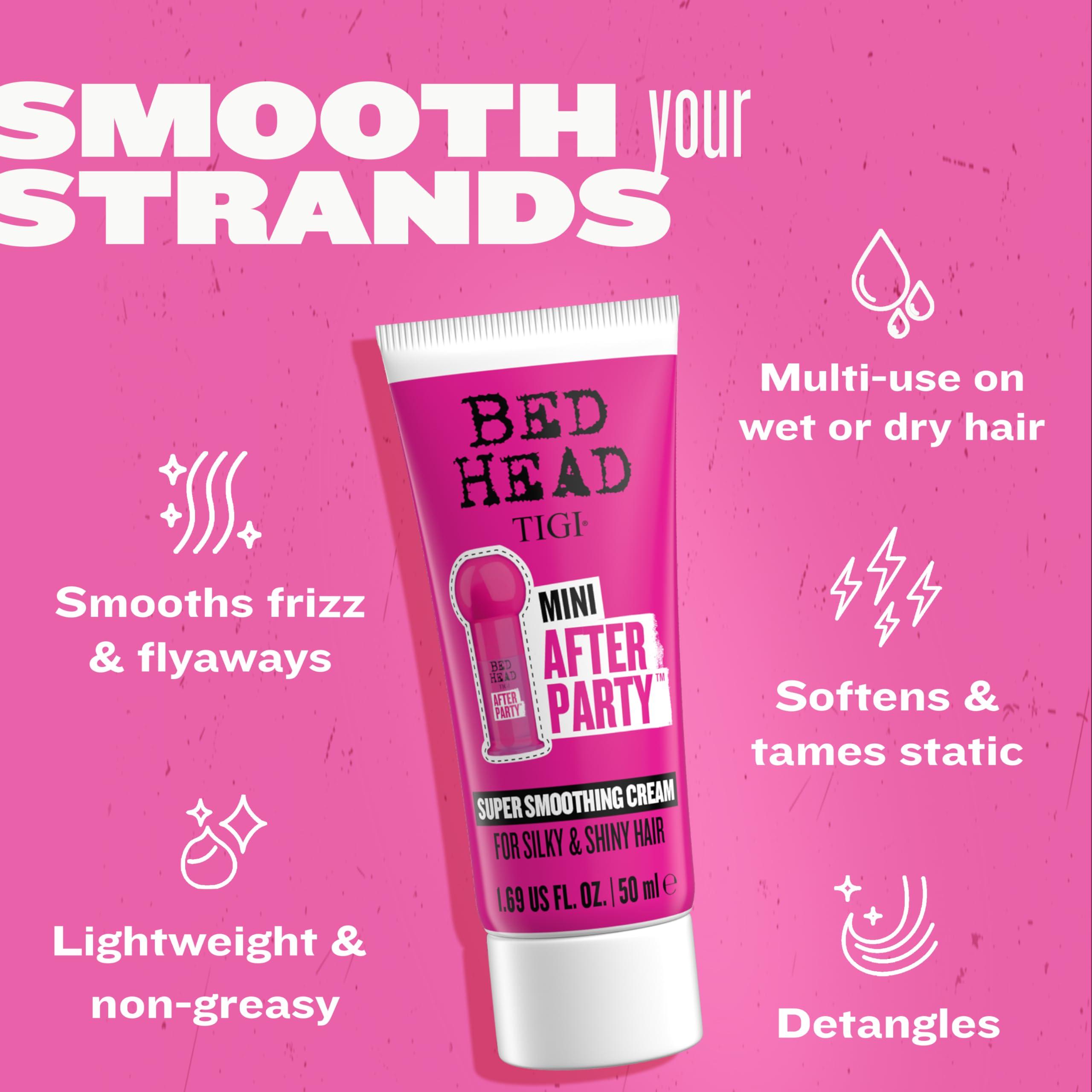 Formato de viaje de TIGI Bed Head After Party, ideal para festivales y viajes cortos.