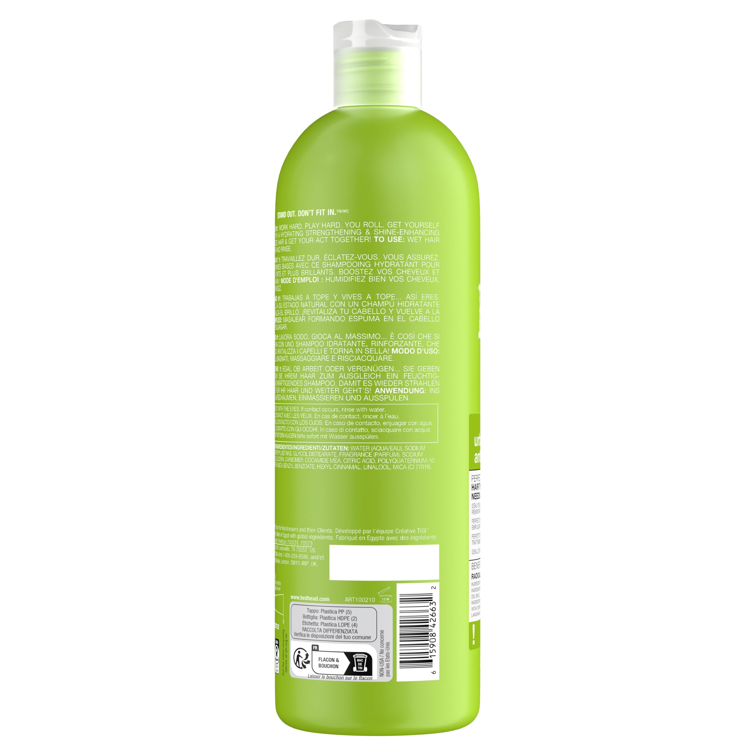 TIGI Bed Head antidotos urbanos 1, empaque de 750 ml para uso prolongado.