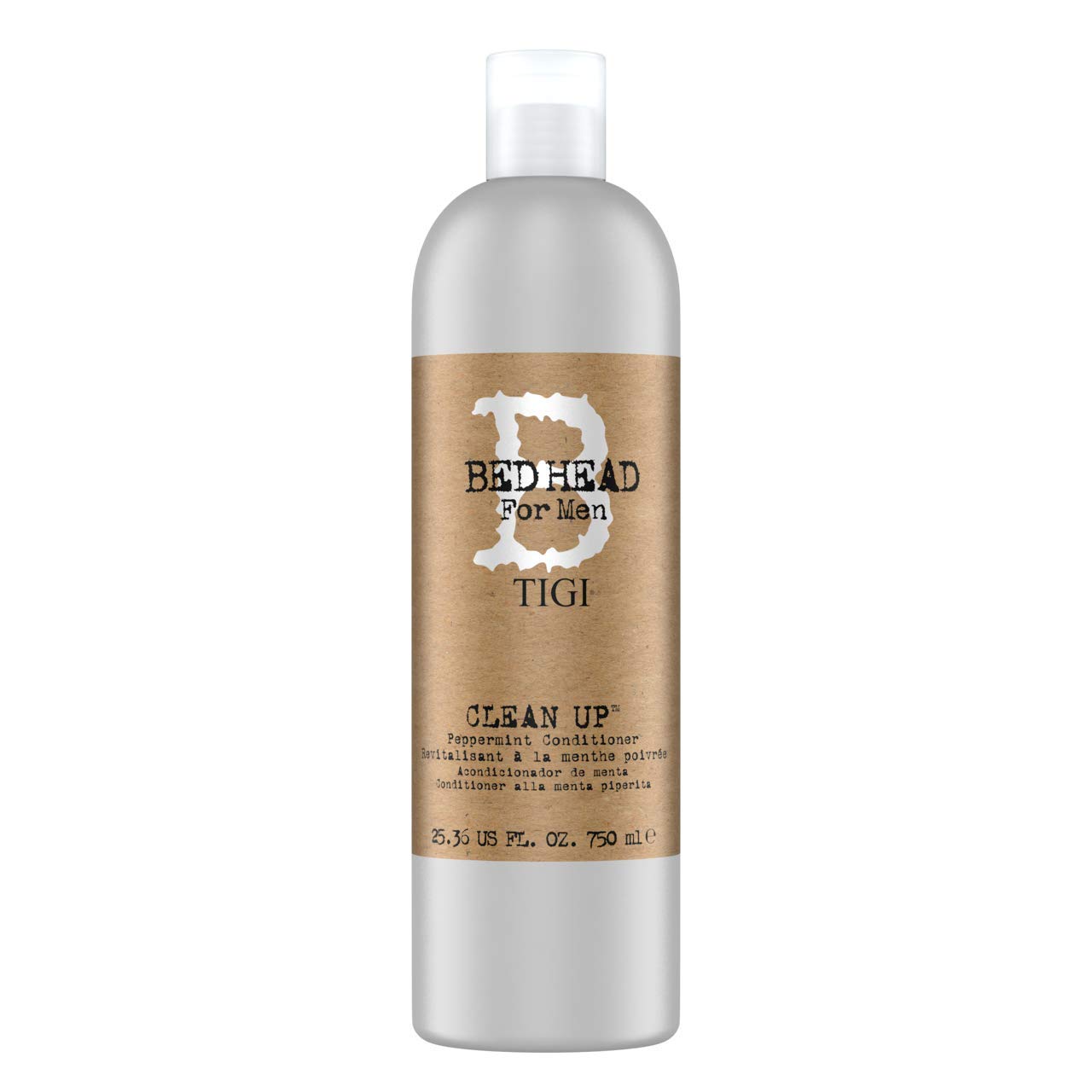 Botella de TIGI Bed Head B For Men Clean Up Peppermint que aporta volumen y brillo