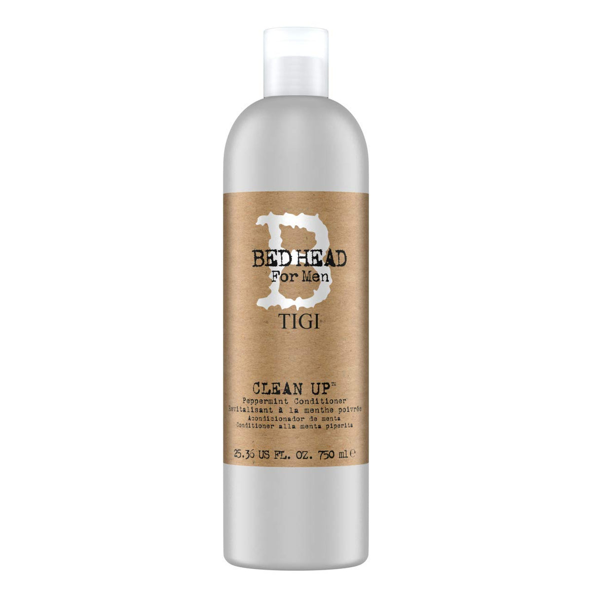Botella de TIGI Bed Head B For Men Clean Up Peppermint que aporta volumen y brillo