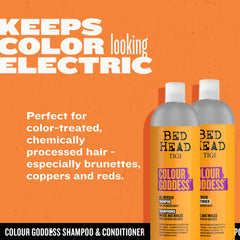 TIGI Bed Head Colour Goddess glossy hair after use of shampoo and conditioner duo