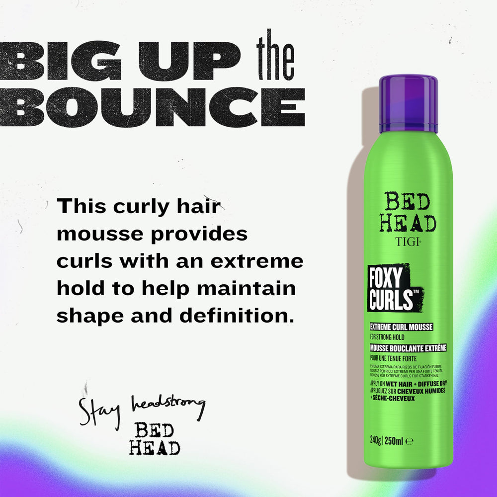 Bed Head Foxy Curls Mousse definición duradera para rizos rebeldes y ondulados.