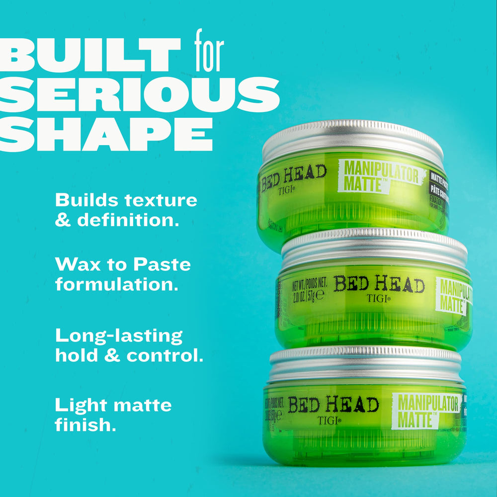 TIGI Bed Head Manipulator Matte en cabello corto para estilo texturizado.