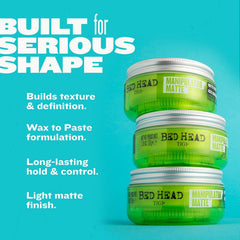TIGI Bed Head Manipulator Matte, acabado mate suave para estilo sin brillo.