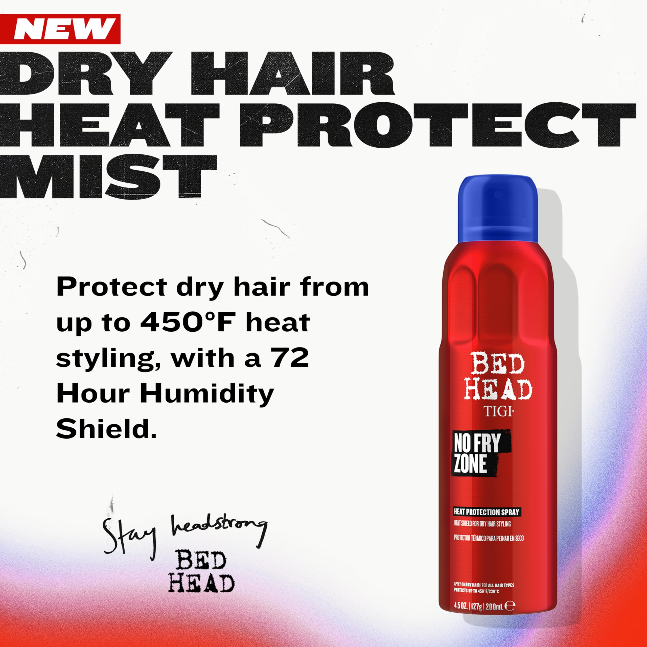 Bed Head No Fry Zone se aplica en cabello seco para refrescar el peinado