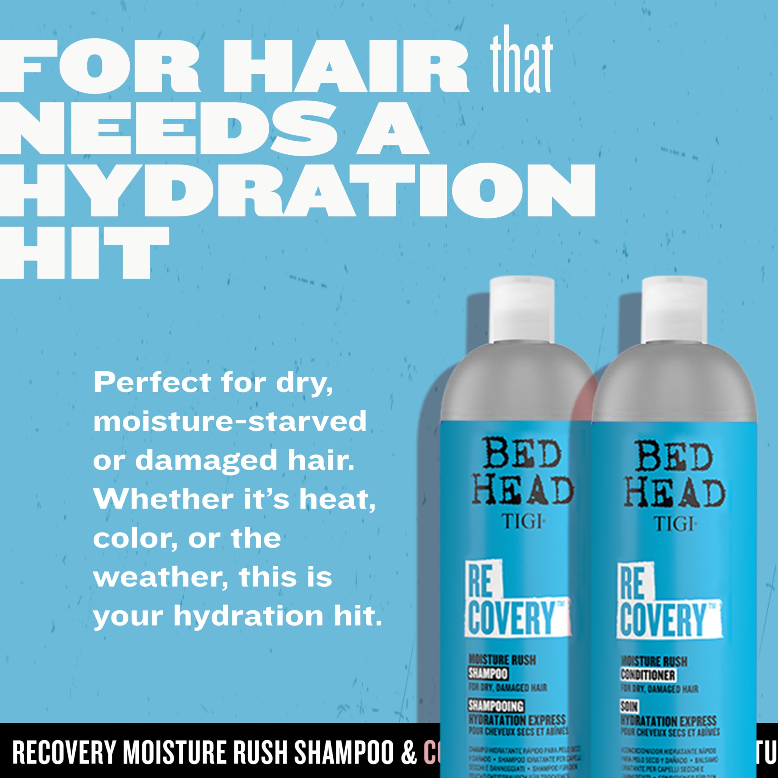 TIGI Bed Head Recovery conditioner applied to mid-lengths and ends.