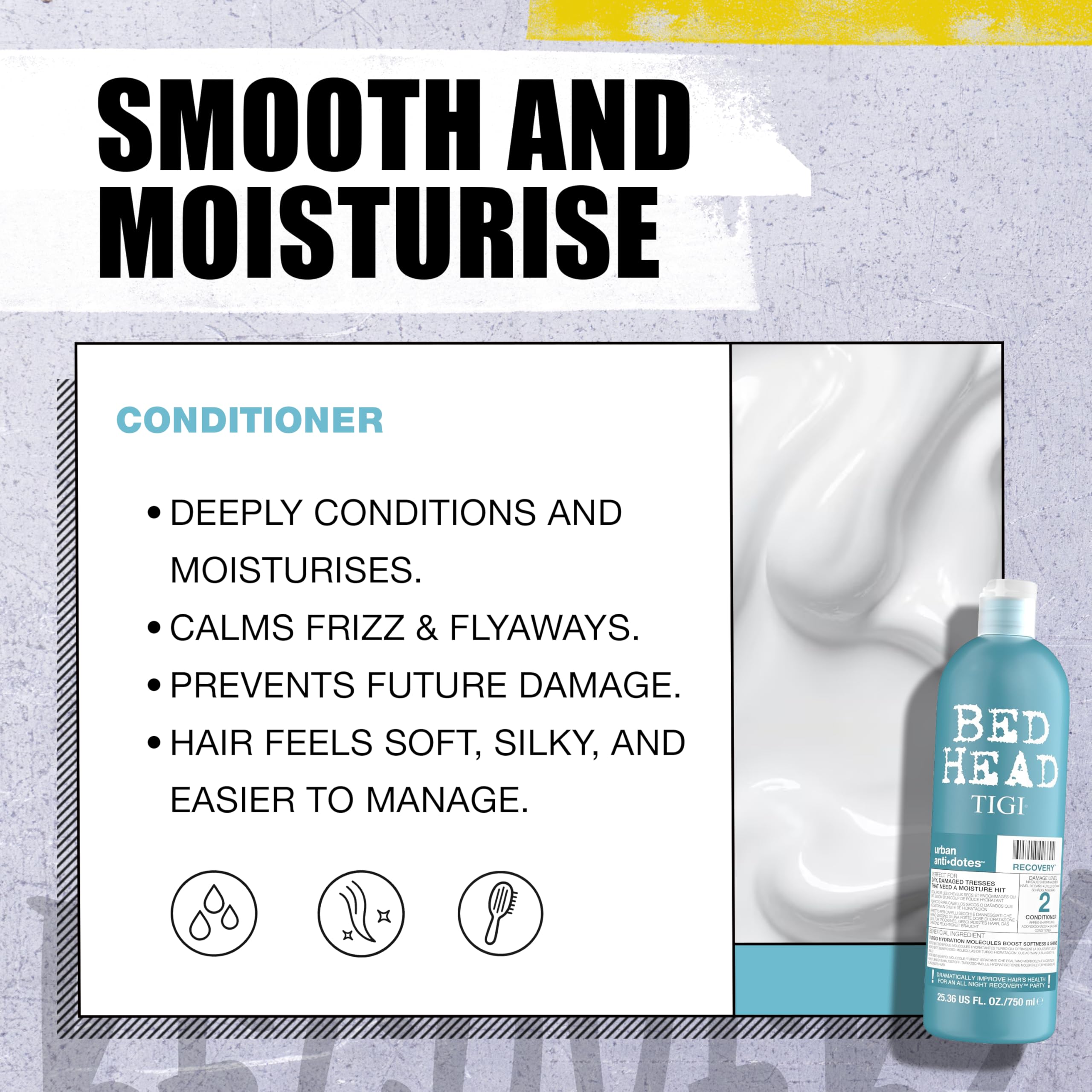 Hands apply TIGI Recovery Shampoo to initiate deep hydration