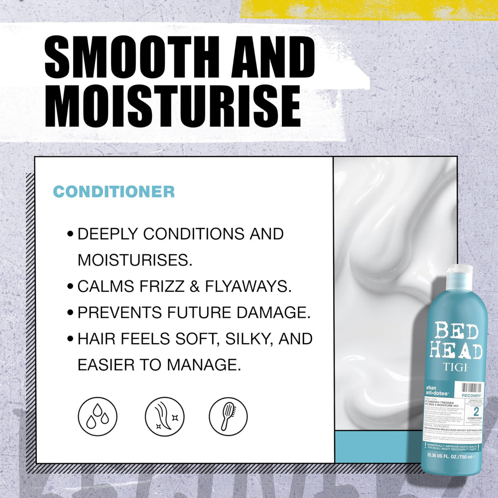Hands apply TIGI Recovery Shampoo to initiate deep hydration
