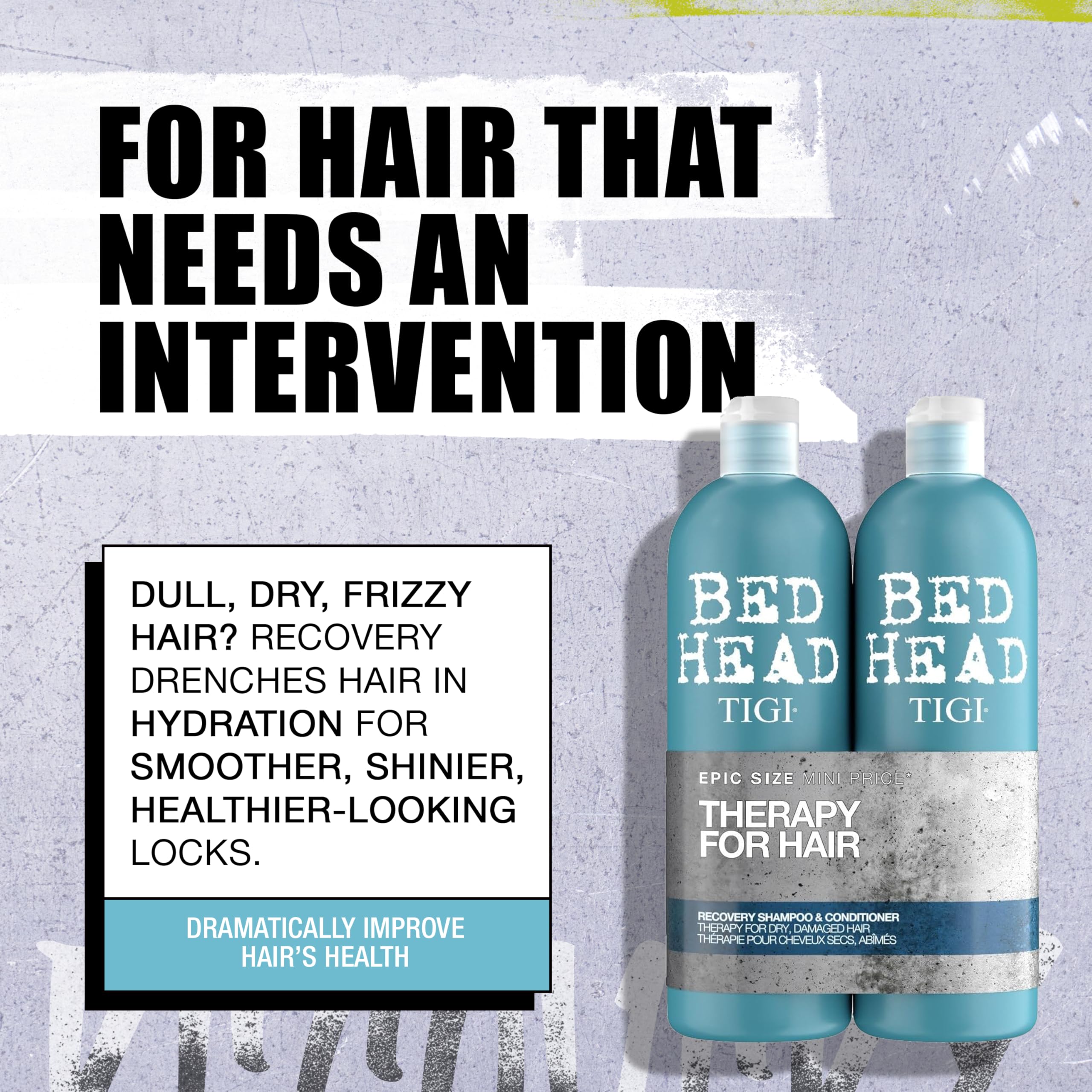 Close-up of TIGI Recovery Shampoo label showing prickly pear extract benefits