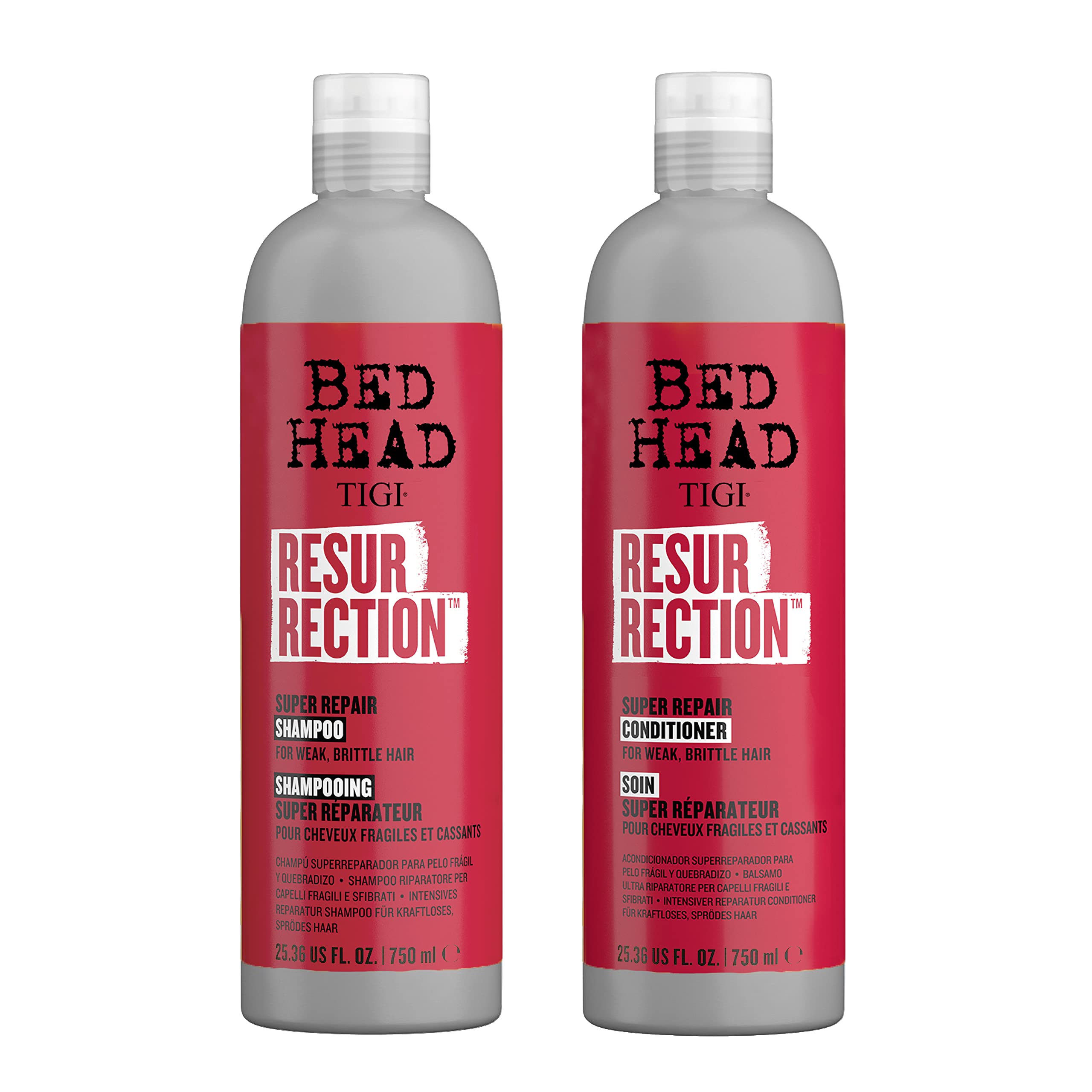 TIGI Bed Head Resurrection Shampoo bottle restores moisture for dry, damaged hair