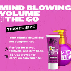 Hair swatch demonstrating thickness from TIGI Bed Head Small Talk Thickening Cream.