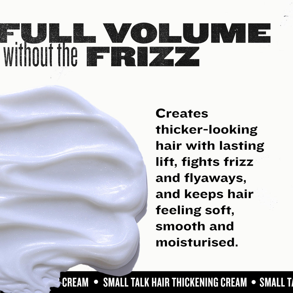 Compact travel packaging of TIGI Bed Head Small Talk Thickening Cream.