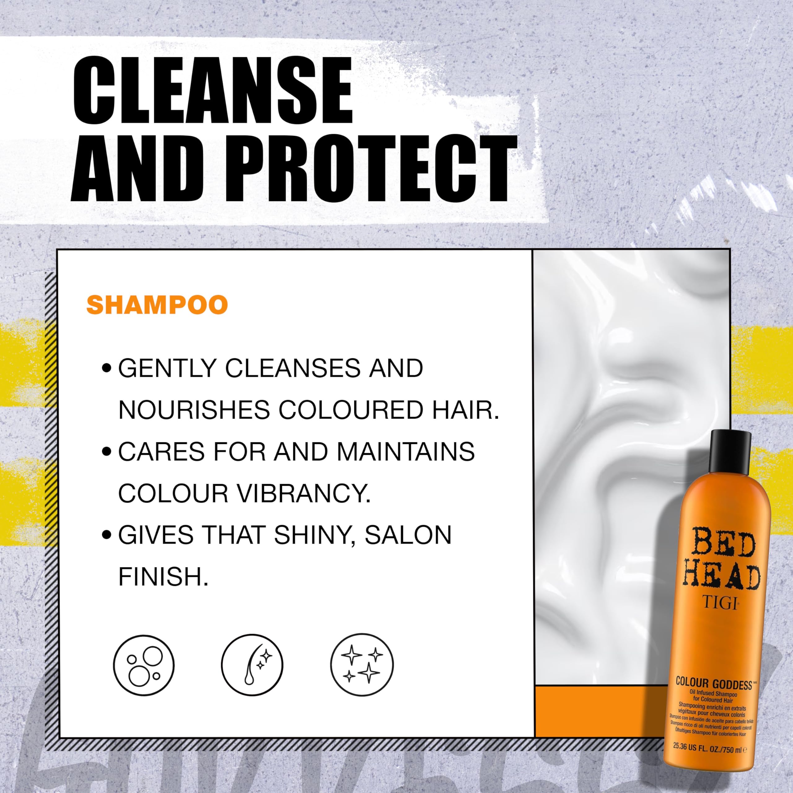 Shea butter and sweet almond oil enriched Colour Goddess products