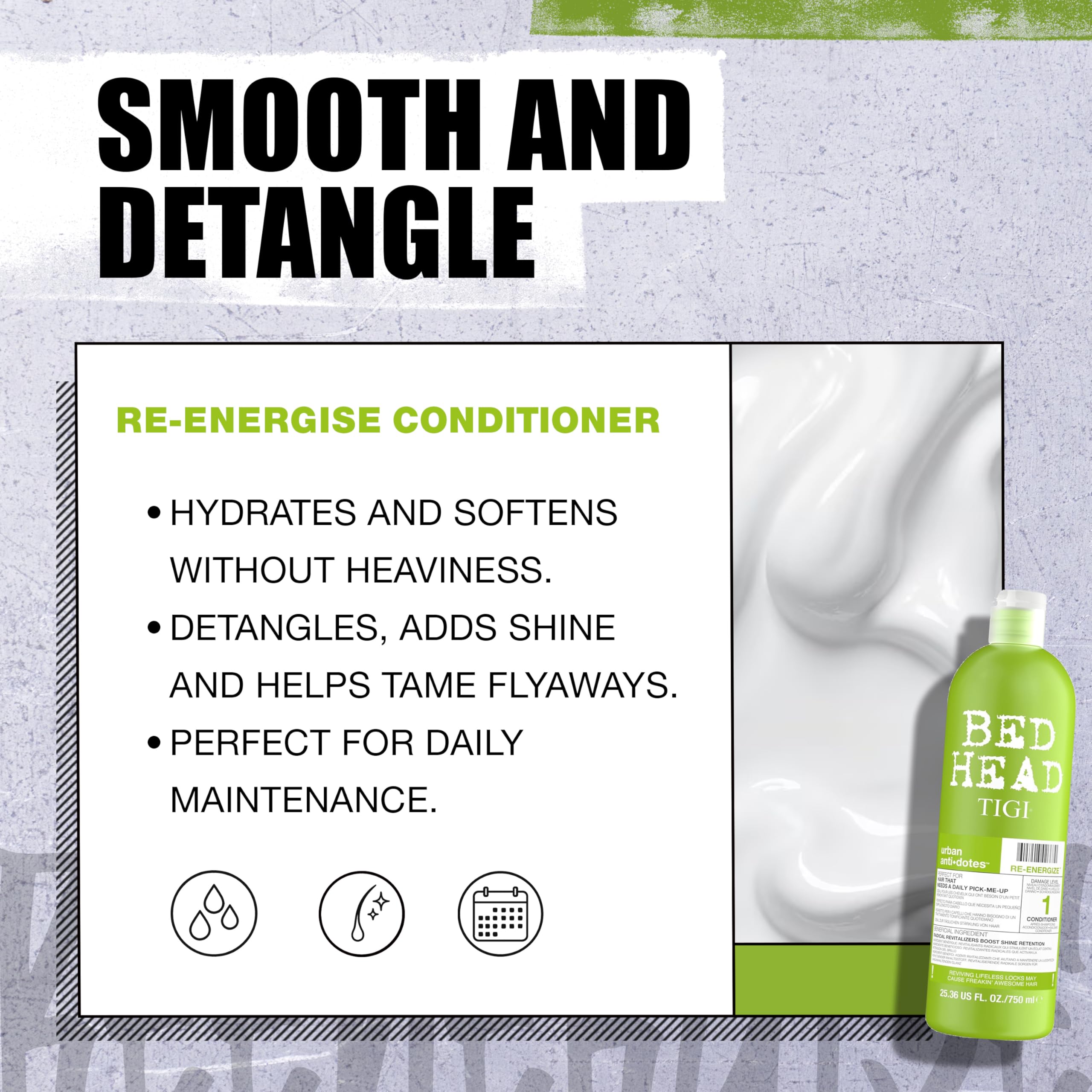 Bed Head by TIGI Re-Energize duo in two-pack keeps routine organized.