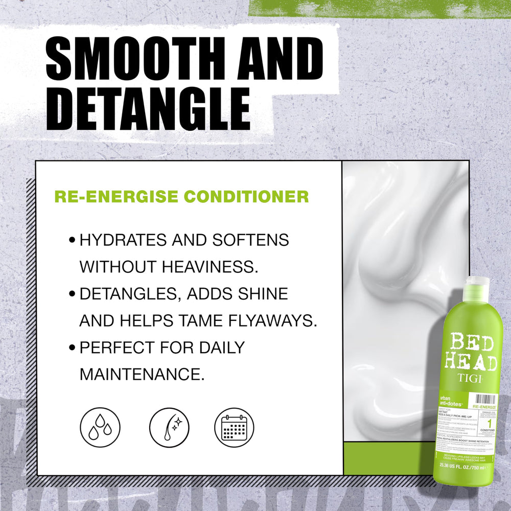 Bed Head by TIGI Re-Energize duo in two-pack keeps routine organized.